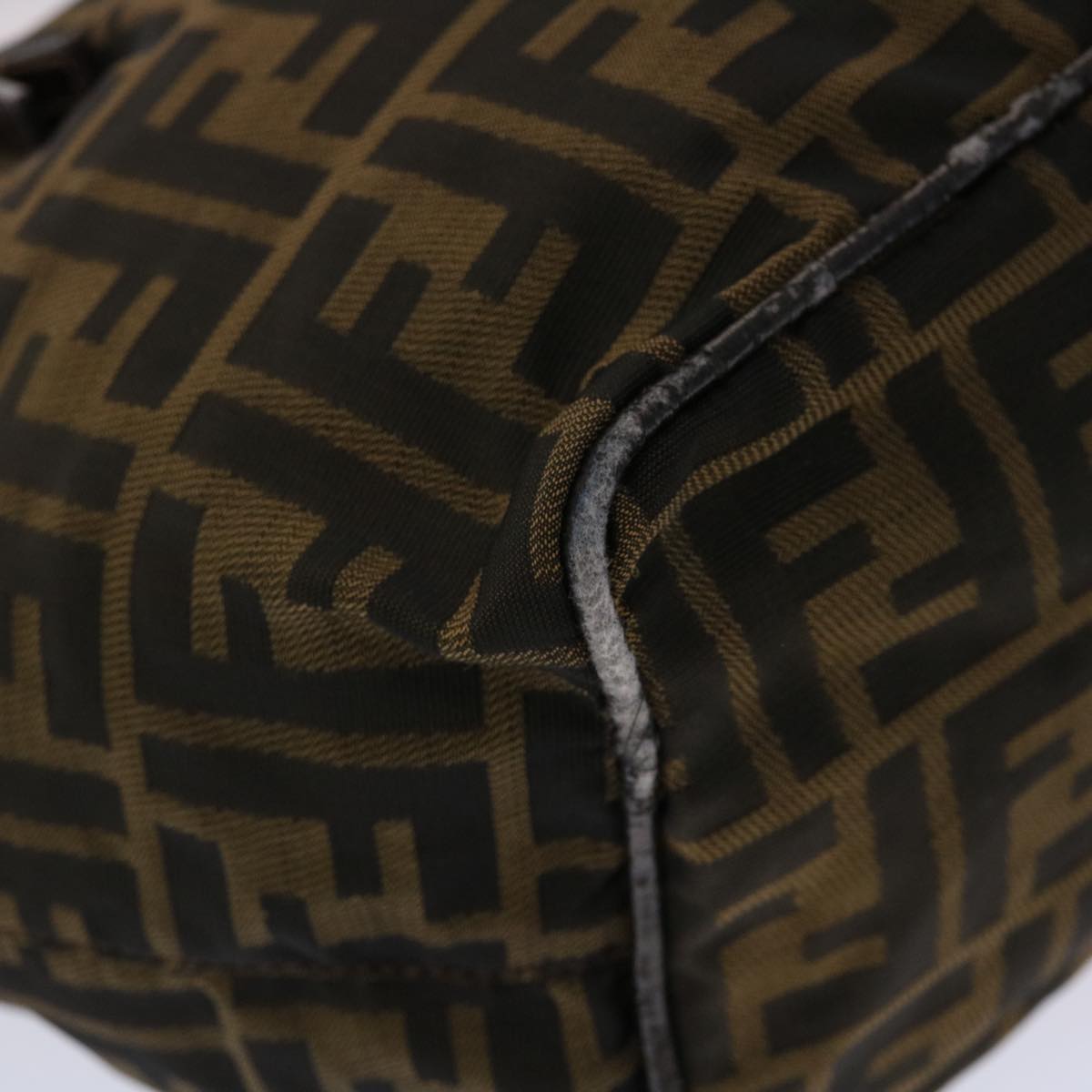 FENDI Zucca Canvas Hand Bag Nylon Brown Black  45877