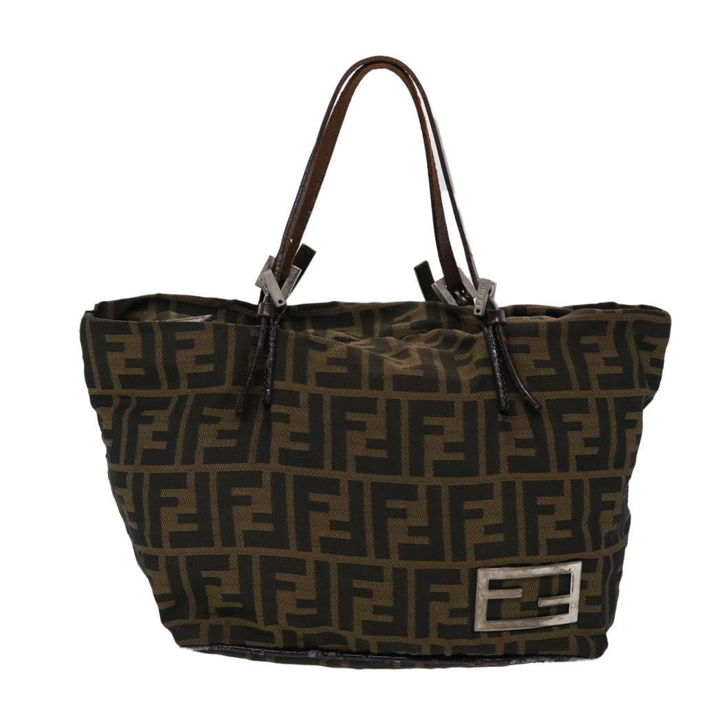 FENDI Zucca Canvas Hand Bag Nylon Brown Black  45877