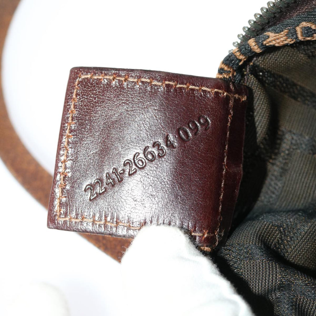FENDI Zucca Canvas Hand Bag Nylon Brown Black  45877