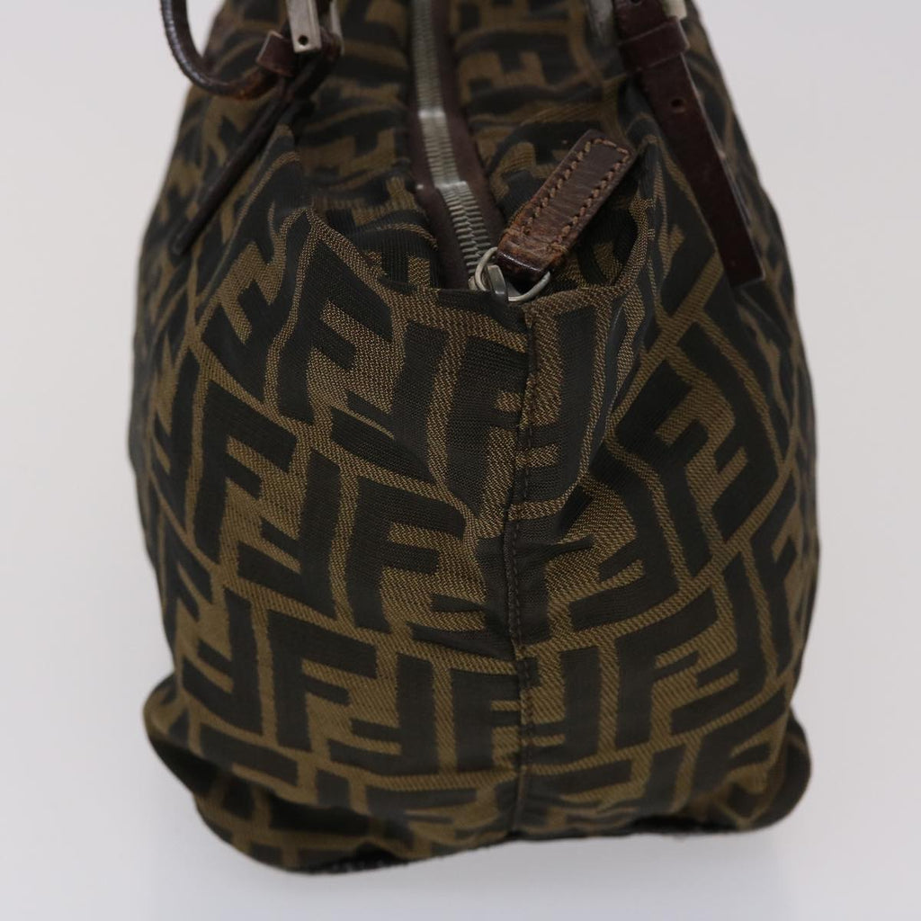 FENDI Zucca Canvas Hand Bag Nylon Brown Black  45877