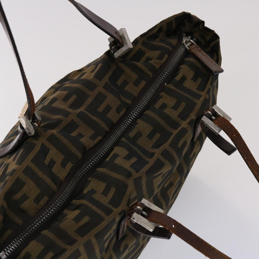 FENDI Zucca Canvas Hand Bag Nylon Brown Black  45877