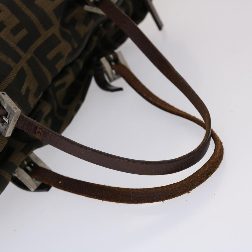 FENDI Zucca Canvas Hand Bag Nylon Brown Black  45877