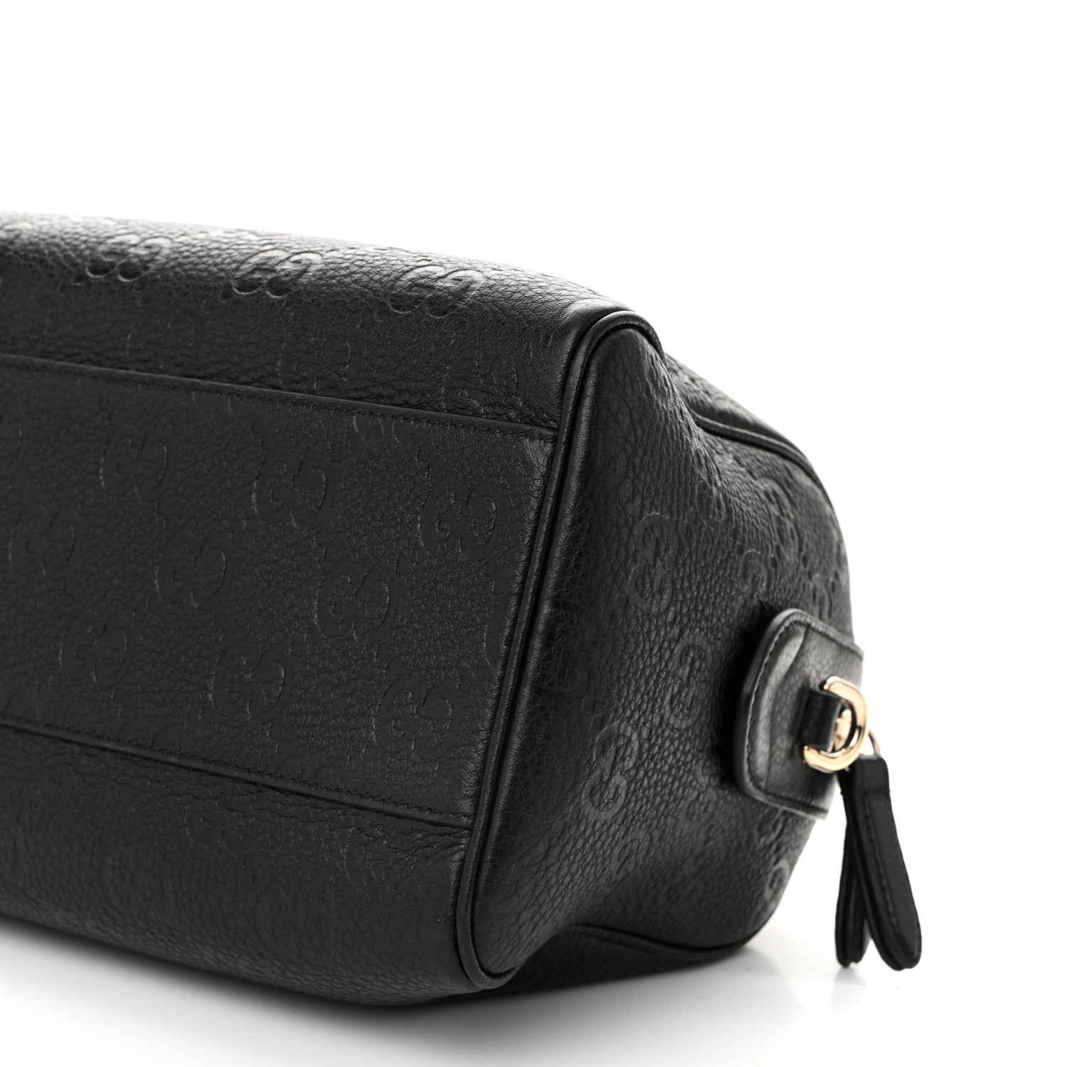 Gucci Calfskin GG Emblem Small Top Handle Bag Black