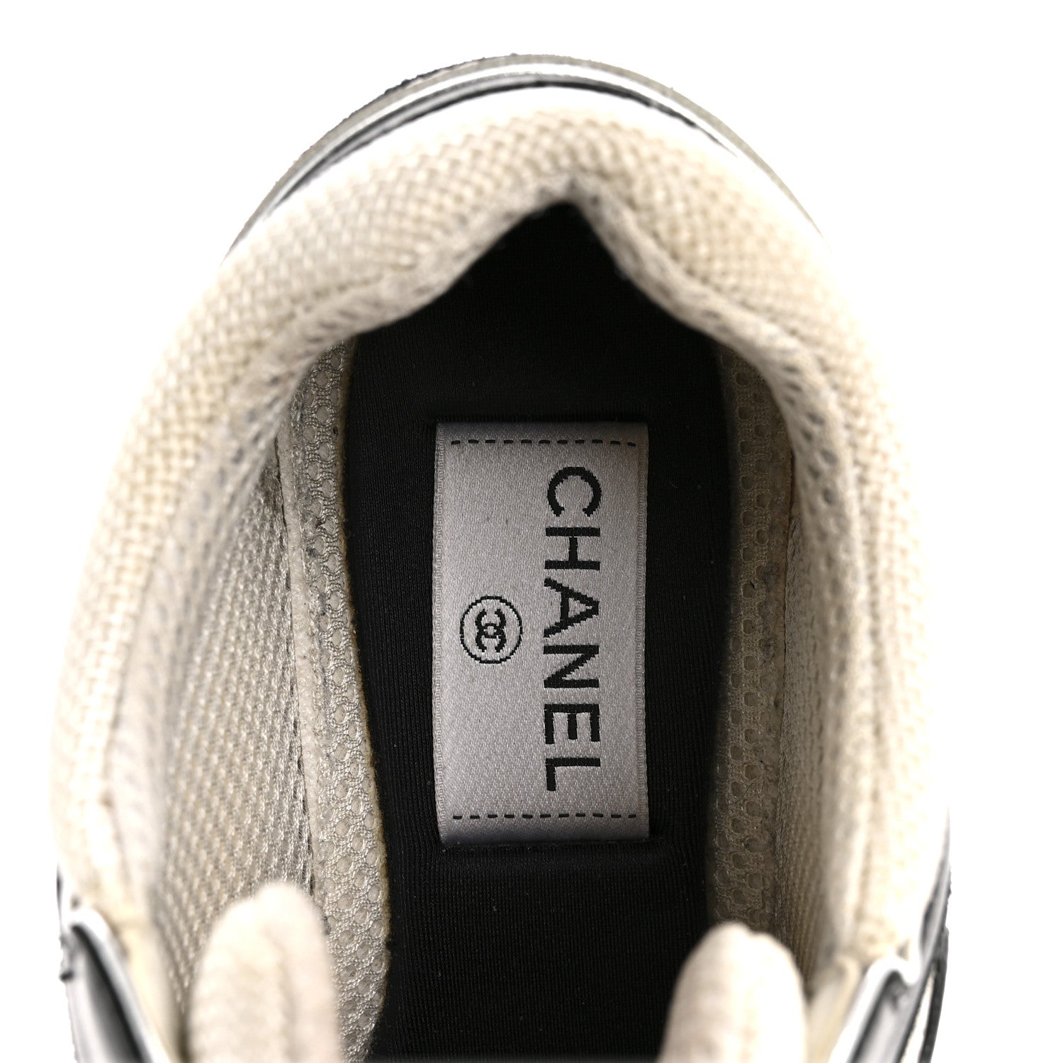 Mesh Suede Calfskin Grained Calfskin Womens CC Sneakers 35 Black White Silver