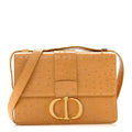 Christian Dior Ostrich 30 Montaigne Flap Bag Brown