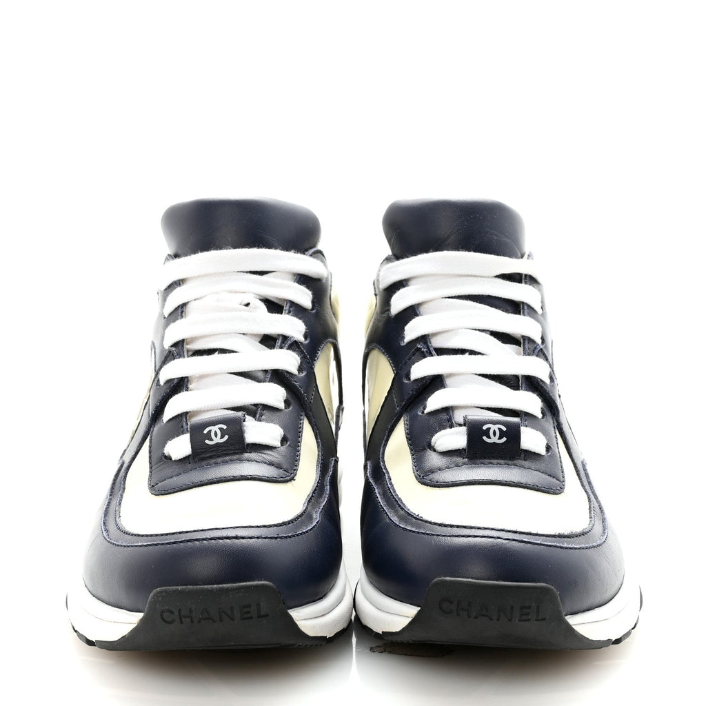 Patent Calfskin CC Sneakers  36 Navy White