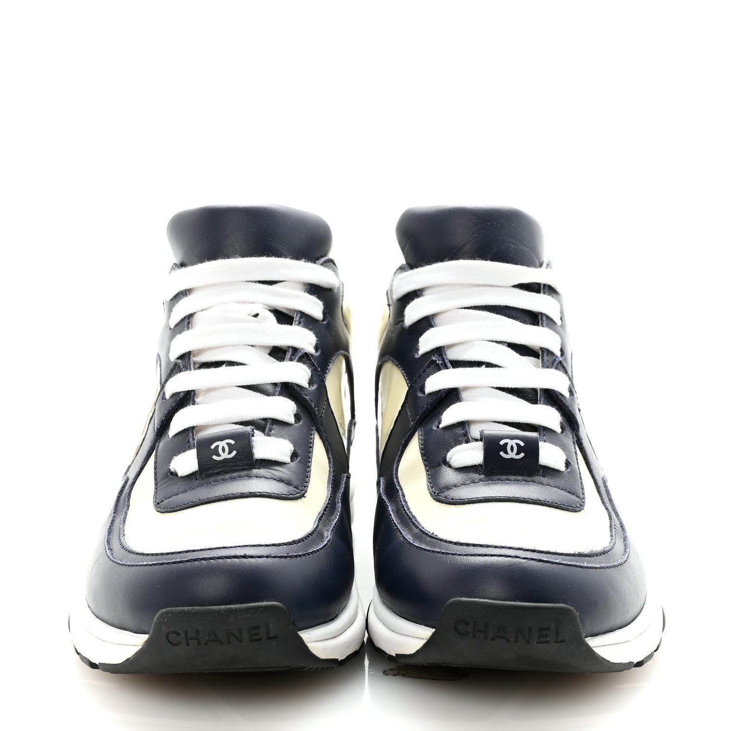 Patent Calfskin CC Sneakers  36 Navy White