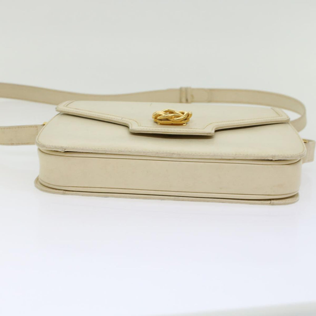 GUCCI Turn Lock Shoulder Bag Leather White 001.406.0587  45900
