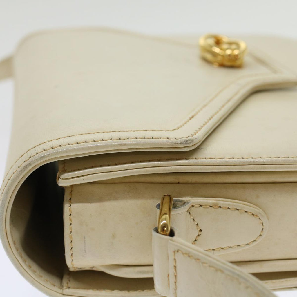 GUCCI Turn Lock Shoulder Bag Leather White 001.406.0587  45900