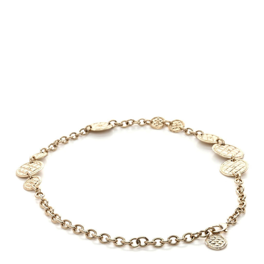 Chain Quilted CC Medallion Belt Gold