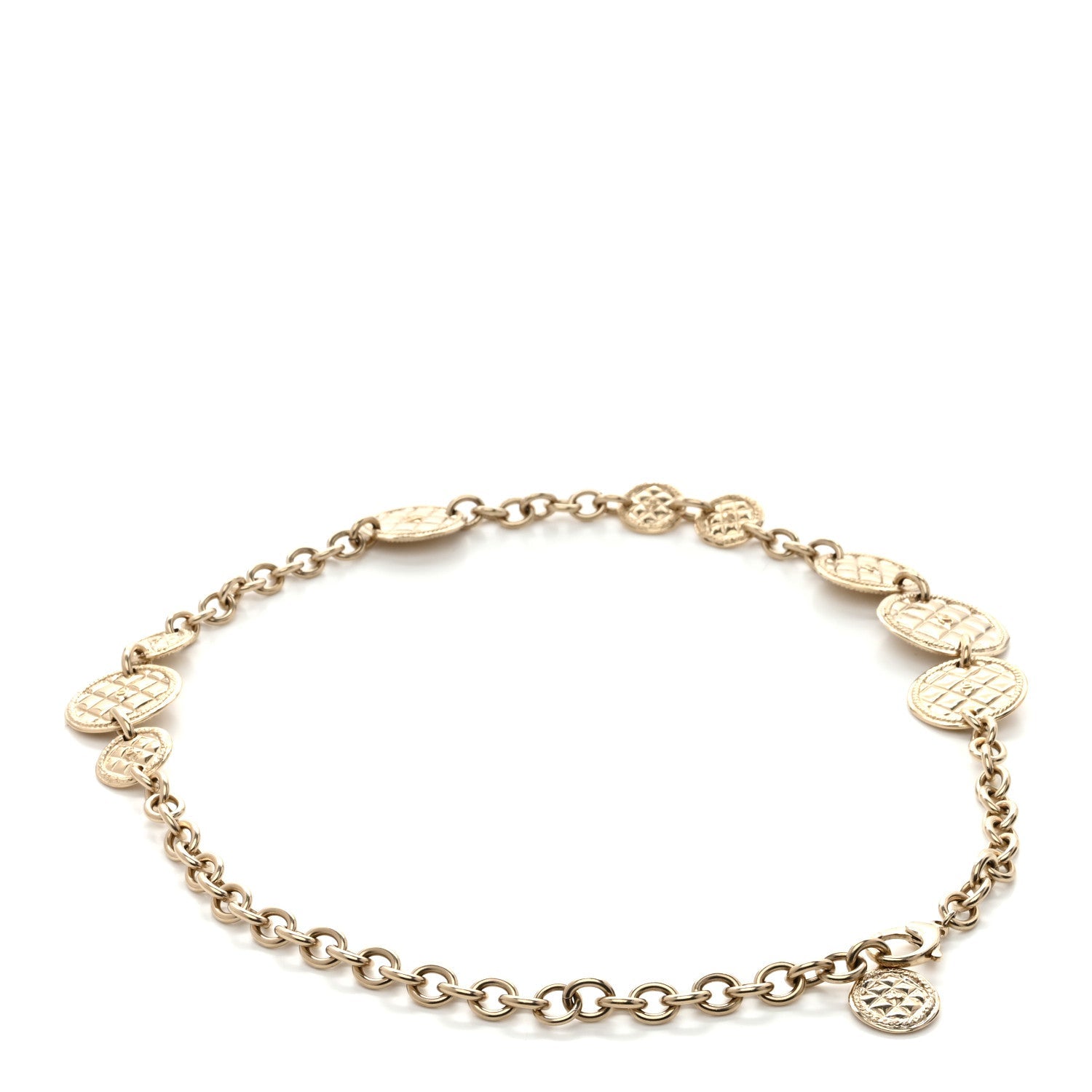 Chain Quilted CC Medallion Belt Gold