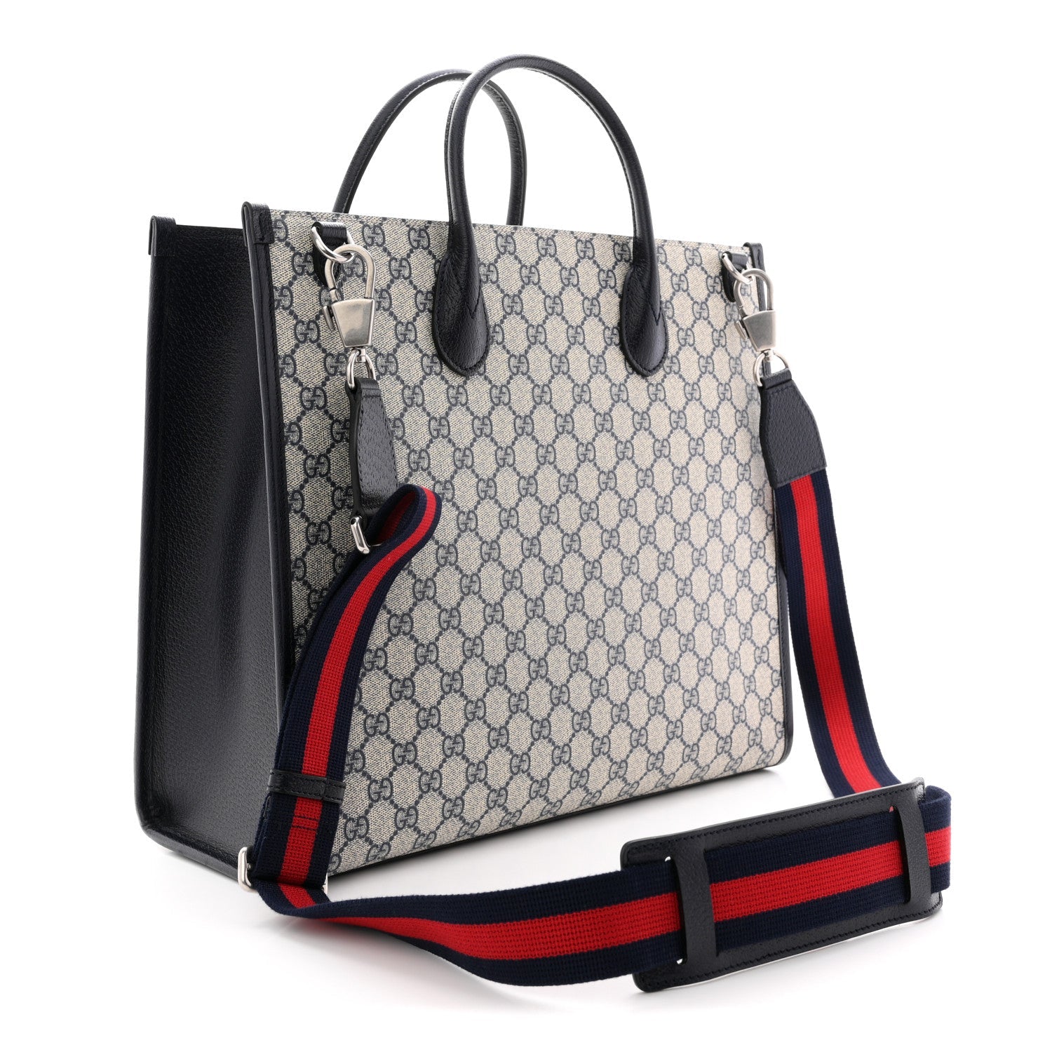 Gucci GG Supreme Monogram Azalea Calfskin Medium Retro Interlocking G Tote Bag Beige Blue
