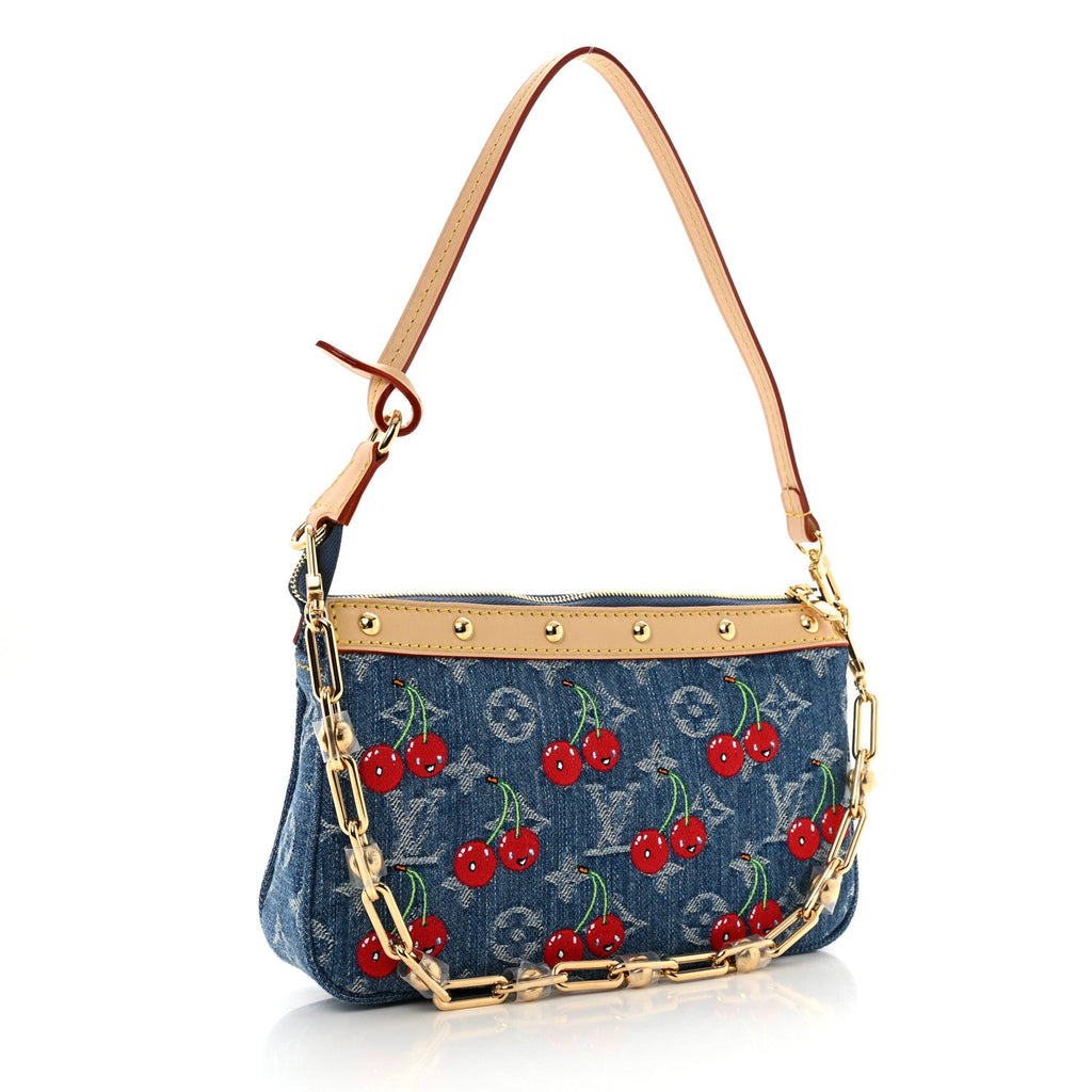 Louis Vuitton LV X TM Monogram Denim Cerises Pochette Accessories Blue
