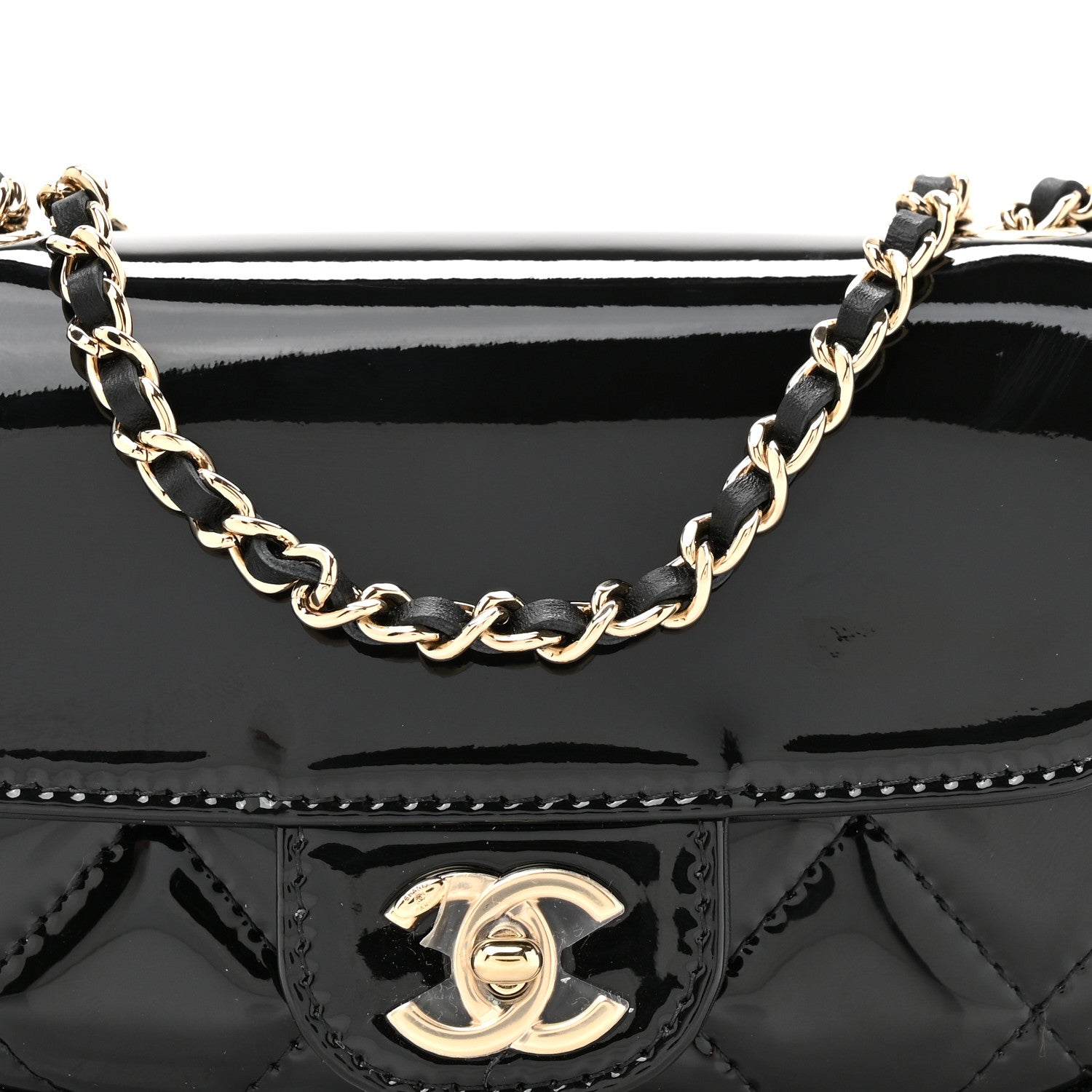 Chanel Patent Calfskin Quilted Mini Flap Black