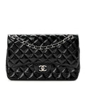 Chanel Patent Quilted Jumbo Double Flap Black