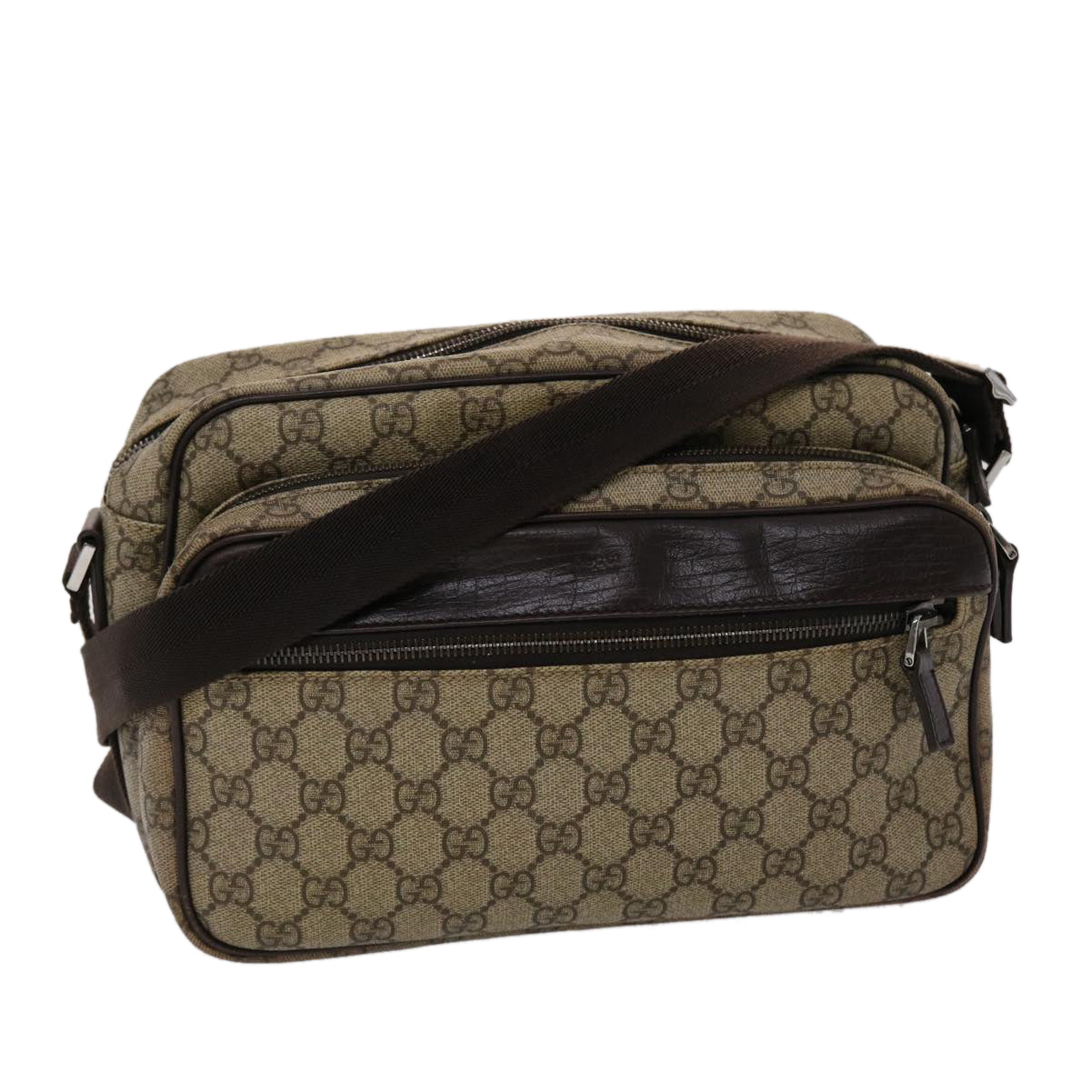GUCCI GG Canvas Shoulder Bag PVC Leather Beige 114531  45947