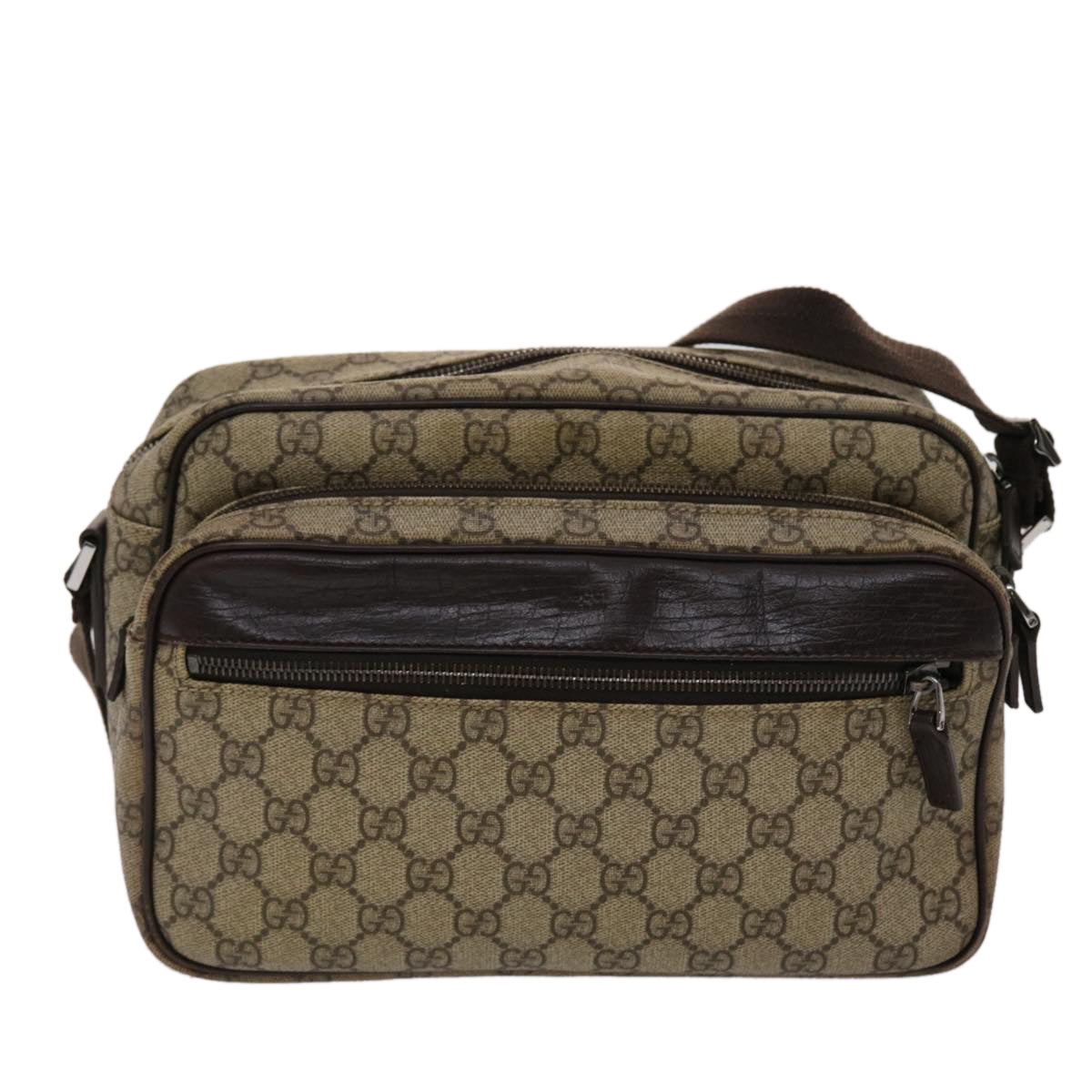 GUCCI GG Canvas Shoulder Bag PVC Leather Beige 114531  45947