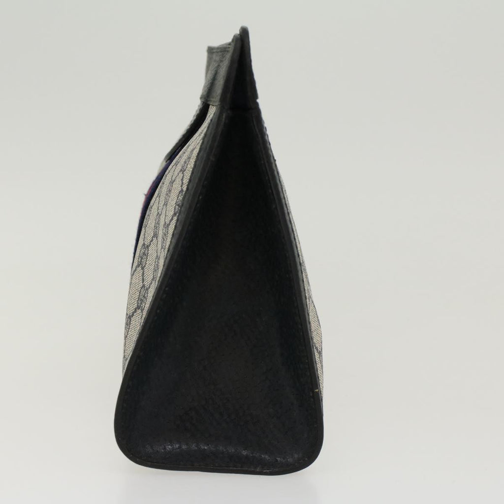 GUCCI GG Canvas Sherry Line Clutch Bag Gray Red Navy 89.01.002  45958