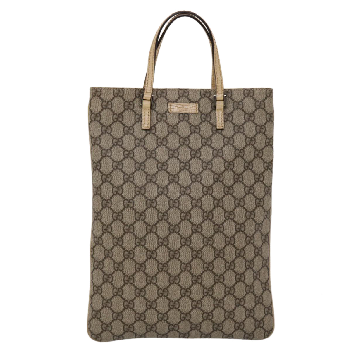 GUCCI GG Canvas Hand Bag PVC Leather Beige 117551  45968