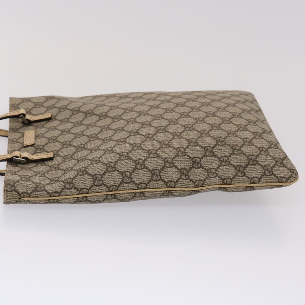 GUCCI GG Canvas Hand Bag PVC Leather Beige 117551  45968