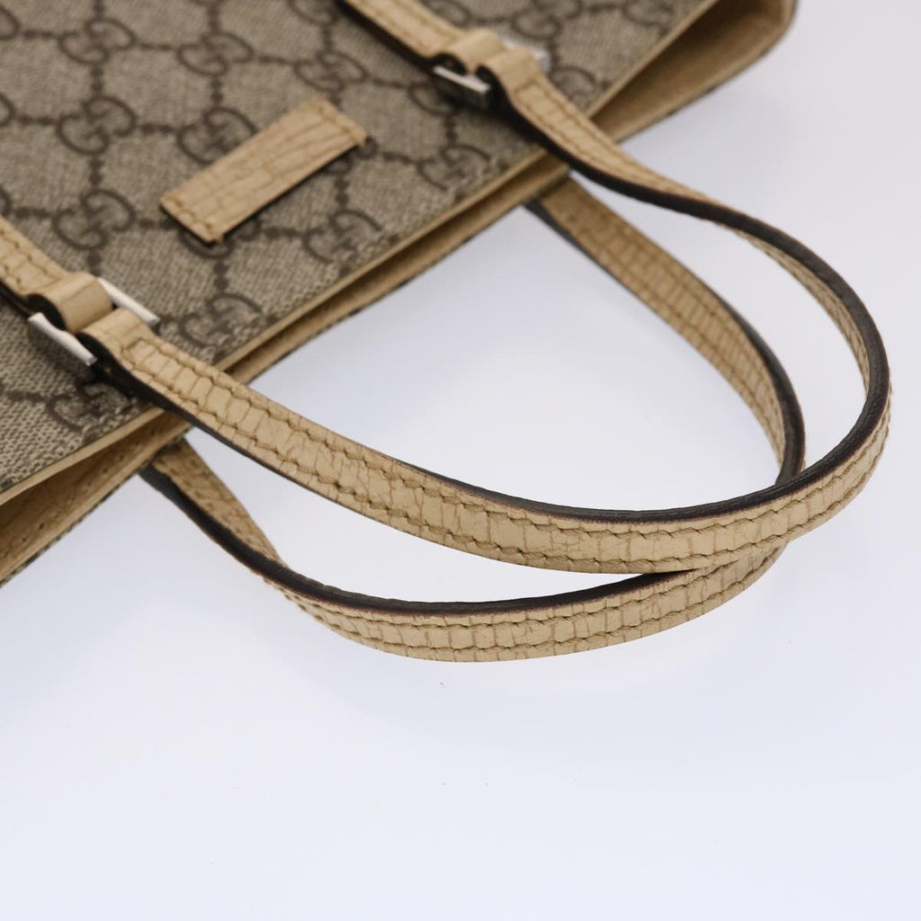 GUCCI GG Canvas Hand Bag PVC Leather Beige 117551  45968