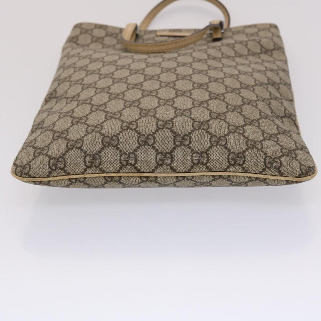 GUCCI GG Canvas Hand Bag PVC Leather Beige 117551  45968