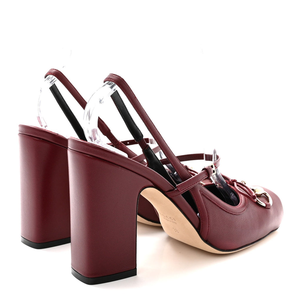 Gucci Nappa Charlotte Horsebit Ballet Mary Jane Pumps 38 Rosso Ancora Red