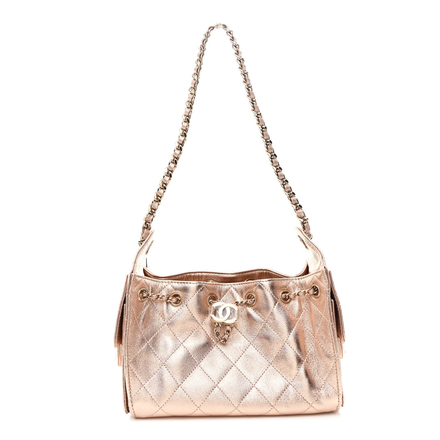 Chanel Metallic Caviar Quilted Mini Chanel 25 Handbag Copper