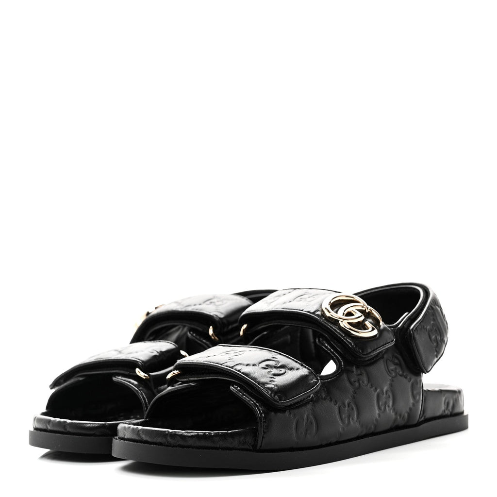 Gucci Guccissima GG Embossed Womens Sandals 35 Black