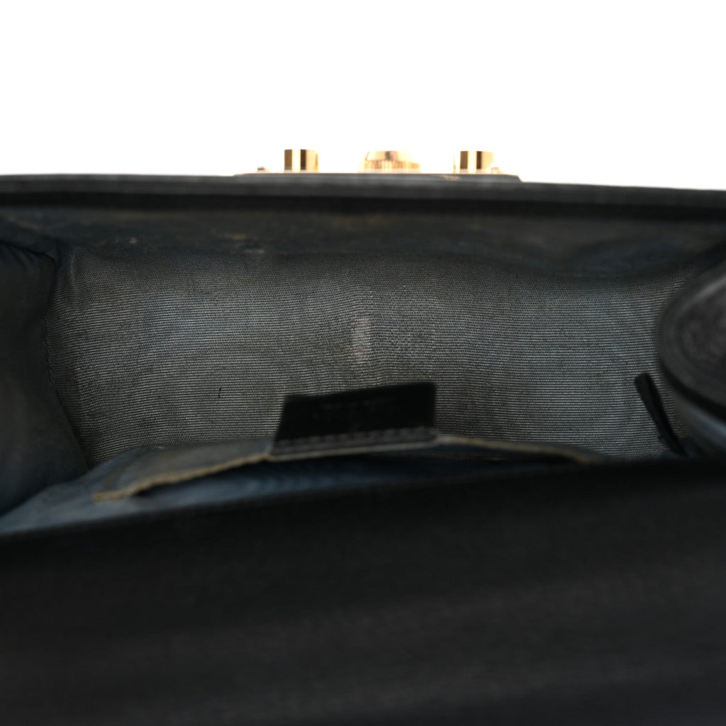 Gucci Grained Calfskin Bee Star Small Padlock Shoulder Bag Black