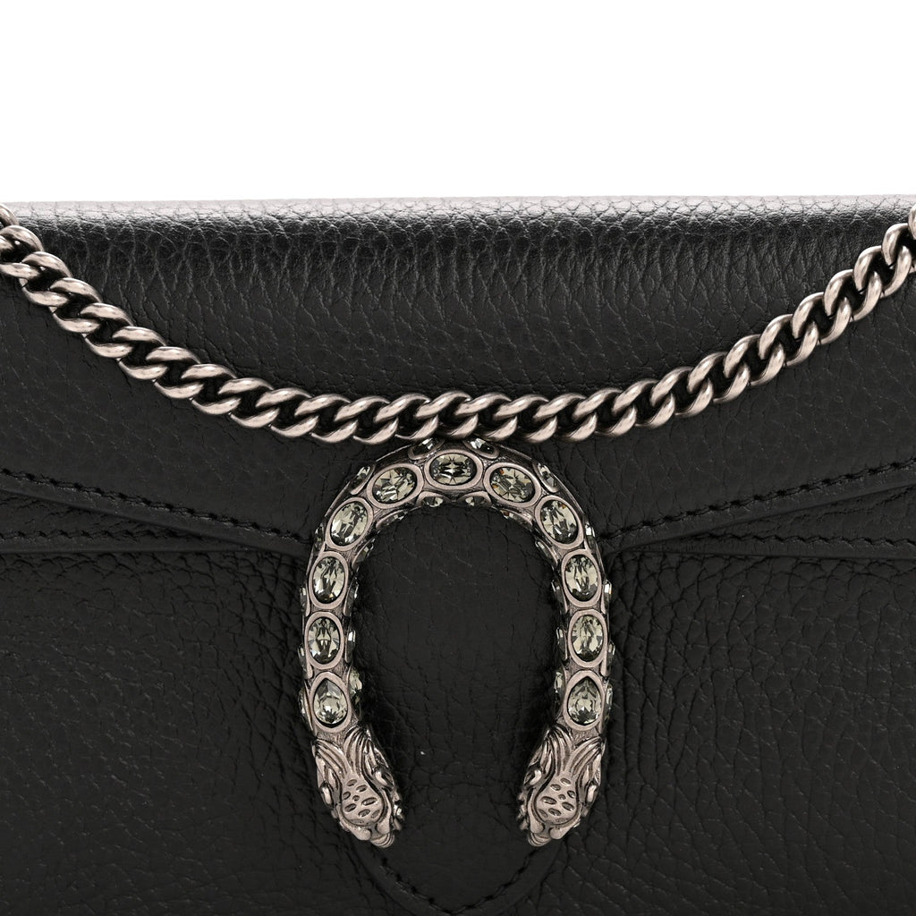 Gucci Calfskin Super Mini Dionysus Shoulder Bag Black
