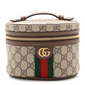 Gucci GG Supreme Monogram Textured Calfskin Web Ophidia Vanity Cosmetic Case Beige Ebony New Acero