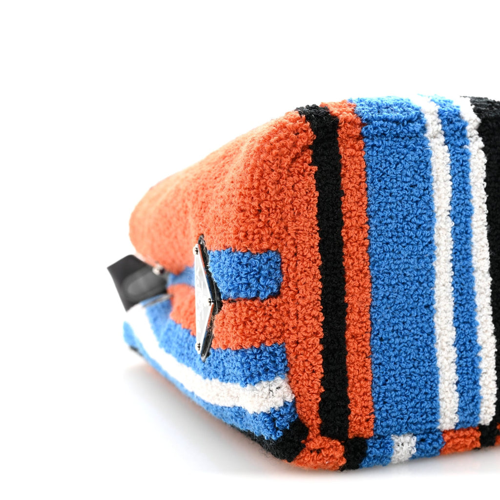 Prada Terry Cloth Small Stripe Tote Arancio