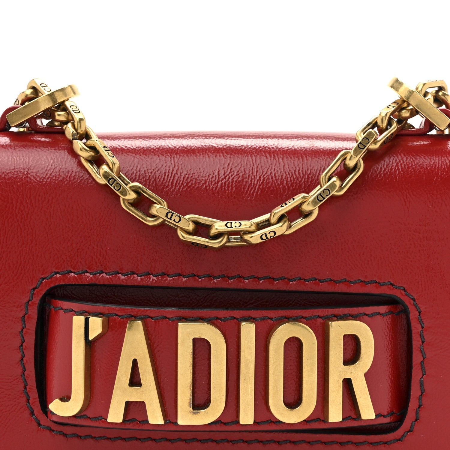 Christian Dior Calfskin J'Adior Chain Flap Bag Red