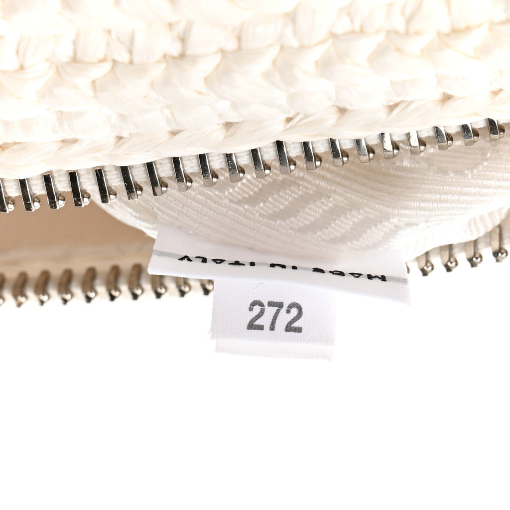 Prada Yarn Raffia Effect Crochet Triangle Shoulder Bag White