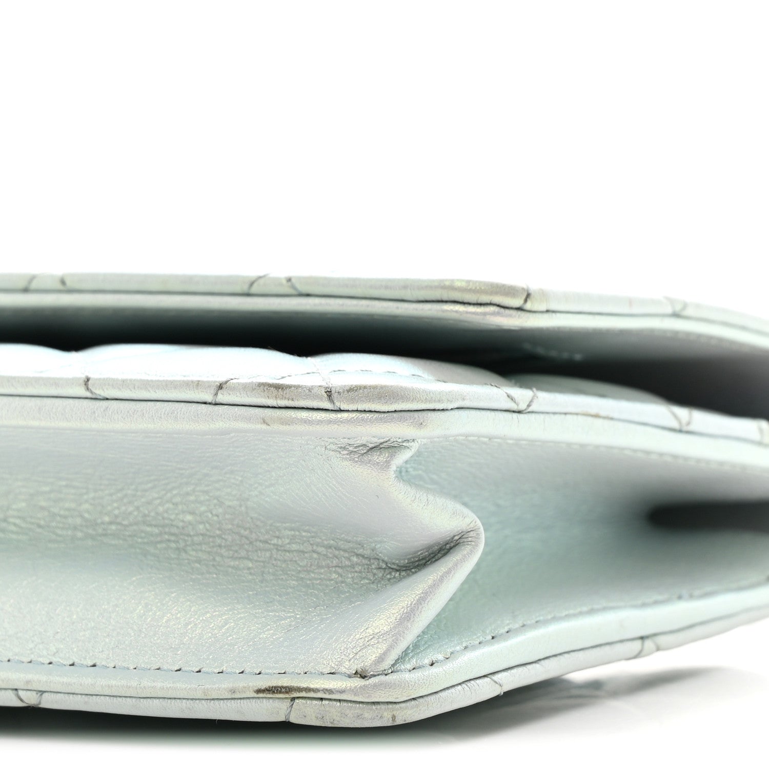 Chanel Iridescent Calfskin Quilted Wallet On Chain WOC Light Blue