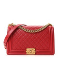 Chanel Lambskin Quilted New Medium Boy Flap Red