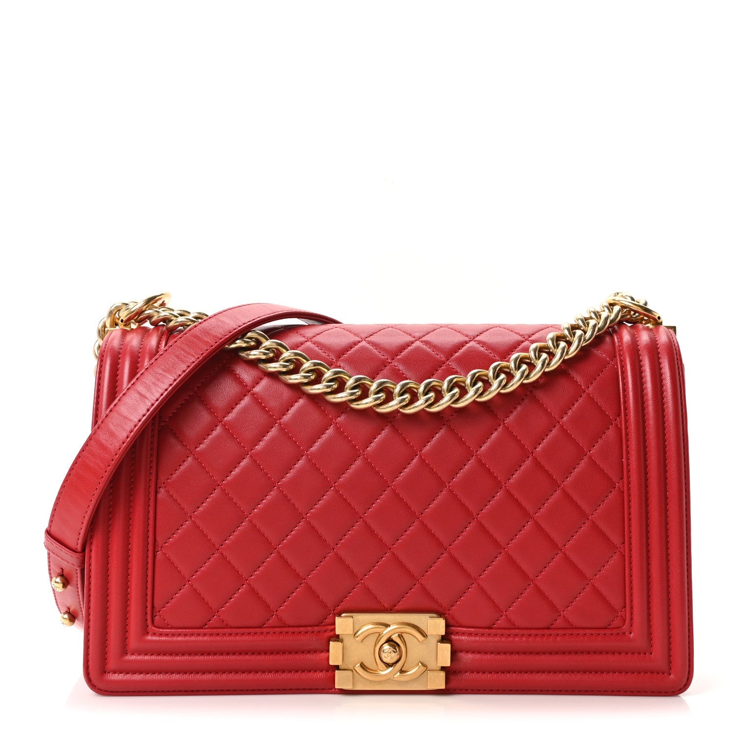 Chanel Lambskin Quilted New Medium Boy Flap Red