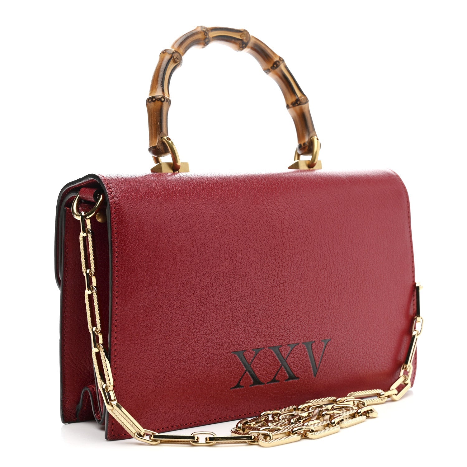 Gucci Calfskin Snakeskin Studded Small Ottilia Top Handle Bag Hibiscus Red