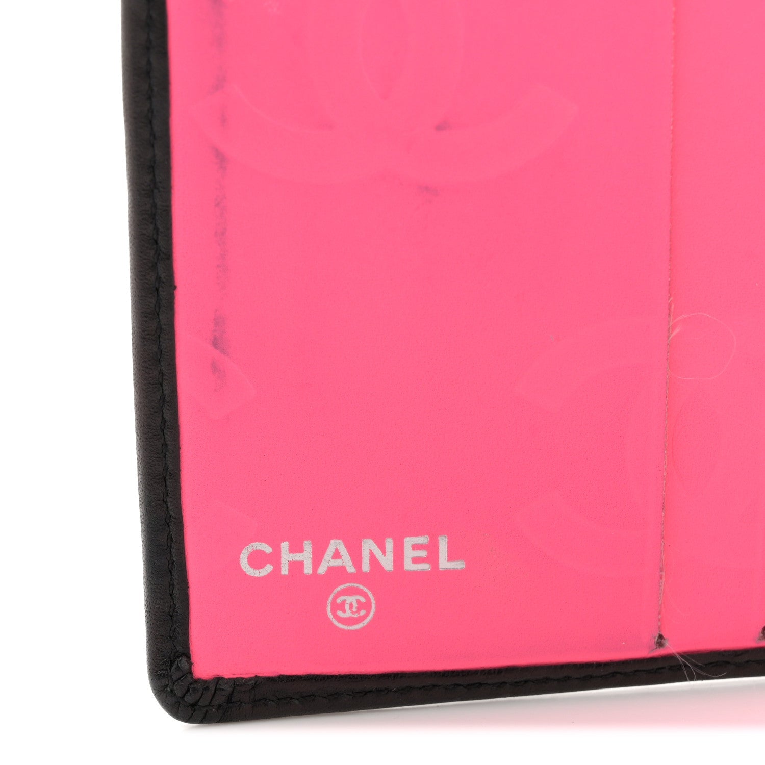 Calfskin Quilted Cambon Bi-fold Wallet Black White