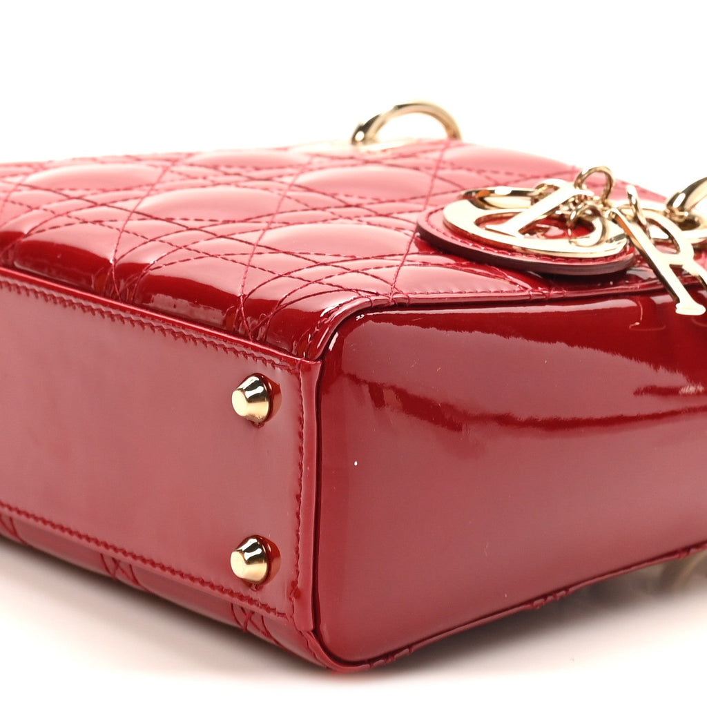 Christian Dior Patent Cannage Mini Lady Dior Red