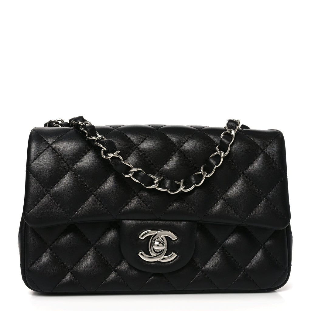 Chanel Lambskin Quilted Mini Rectangular Flap Black