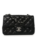 Chanel Lambskin Quilted Mini Rectangular Flap Black