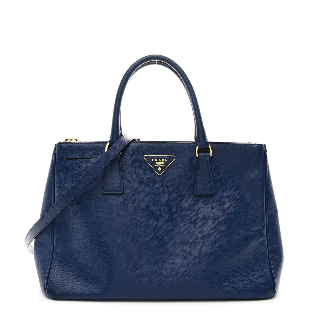 Prada Saffiano Lux Medium Galleria Double Zip Tote Bluette