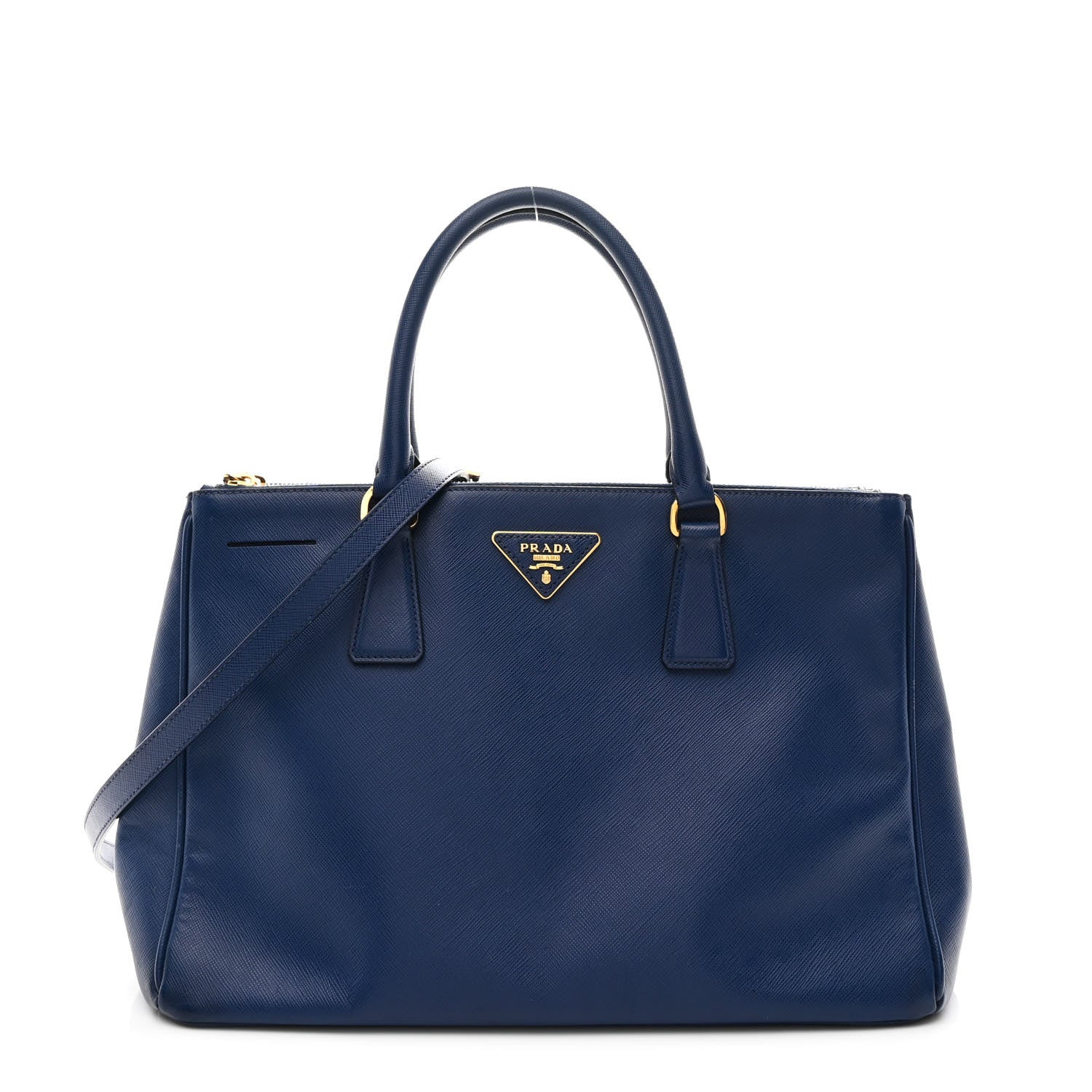 Prada Saffiano Lux Medium Galleria Double Zip Tote Bluette