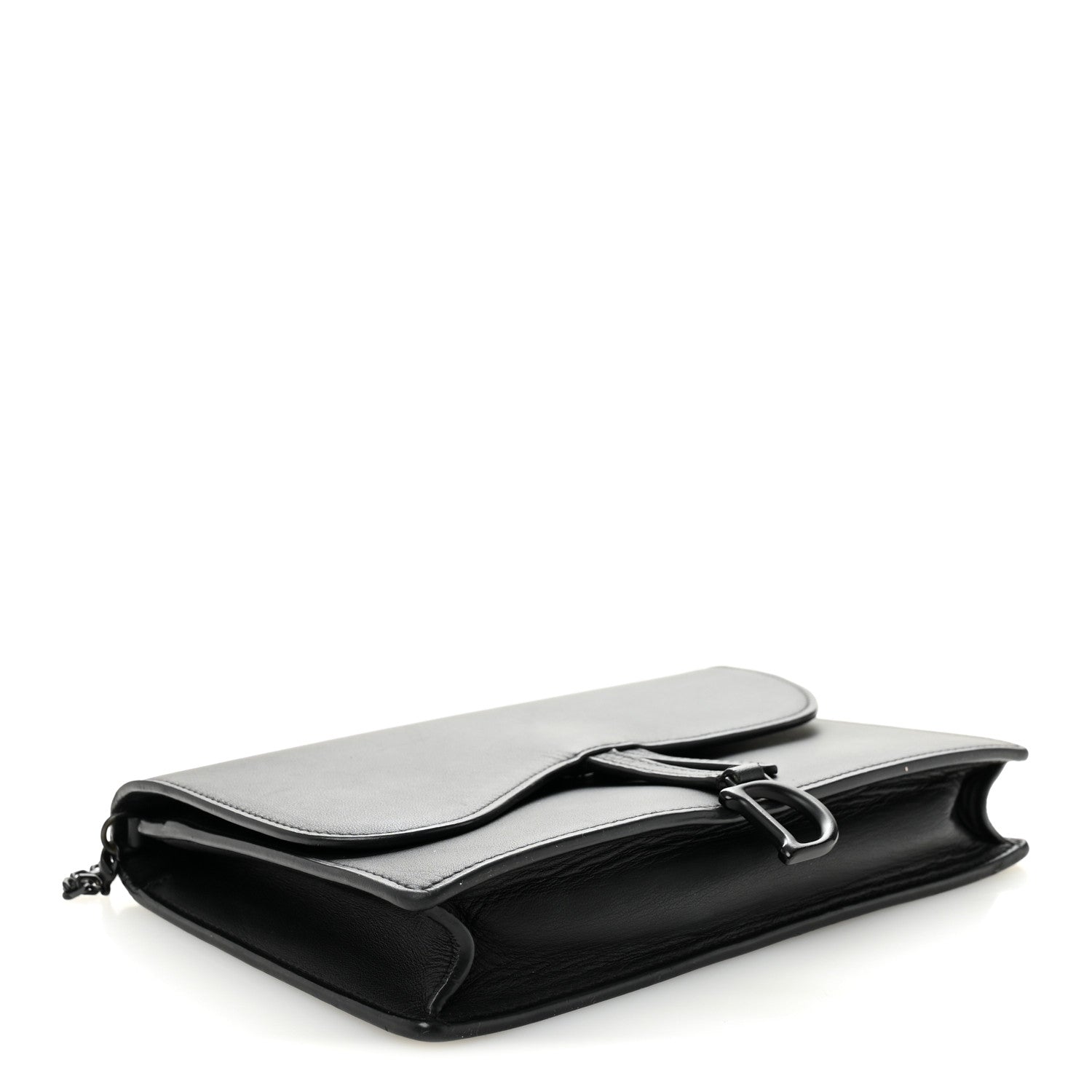 Christian Dior Ultra Matte Calfskin Saddle Chain Pouch Black