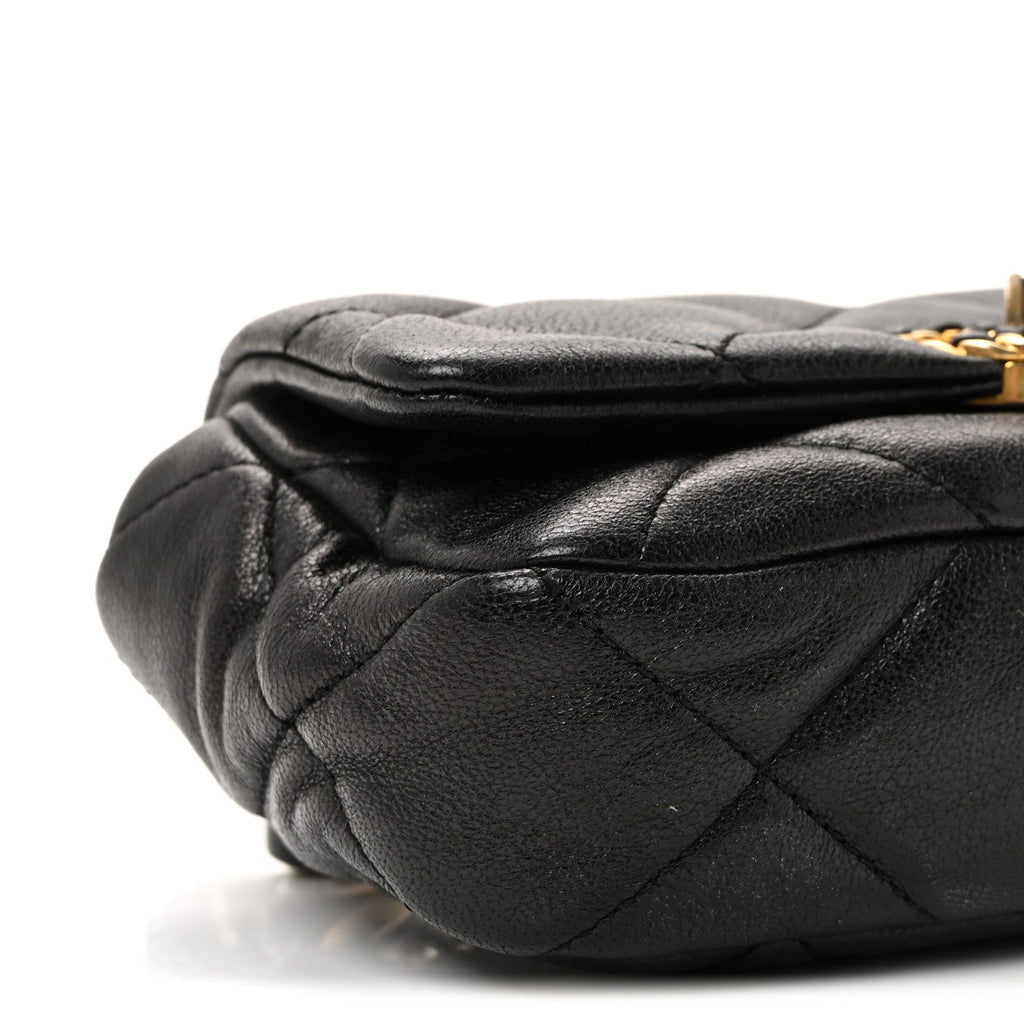 Chanel Goatskin Quilted Chanel 19 Waist Bag Black