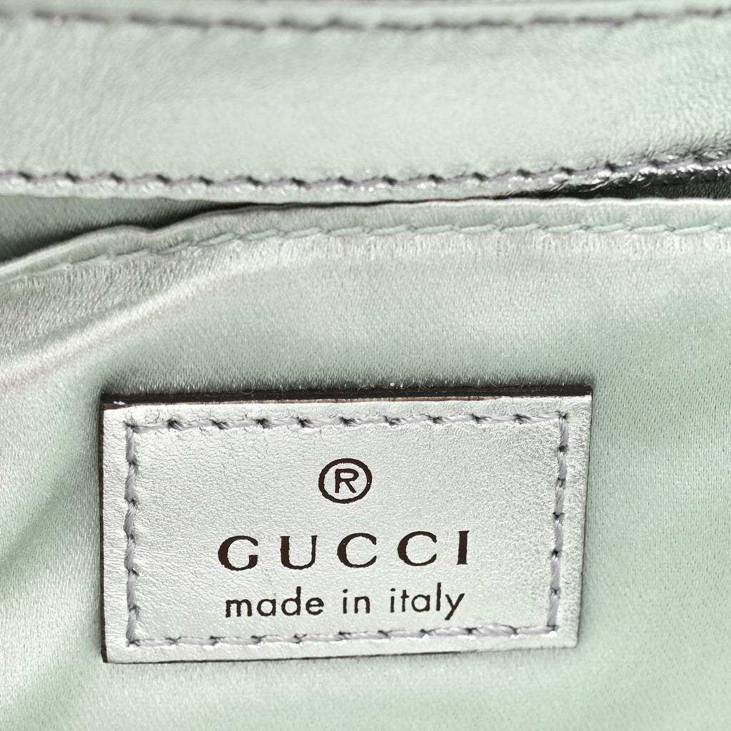 Gucci Iridescent Nappa Vertical Matelasse Small Maxi Horsebit Chain Shoulder Bag Iridescent Salvy Green