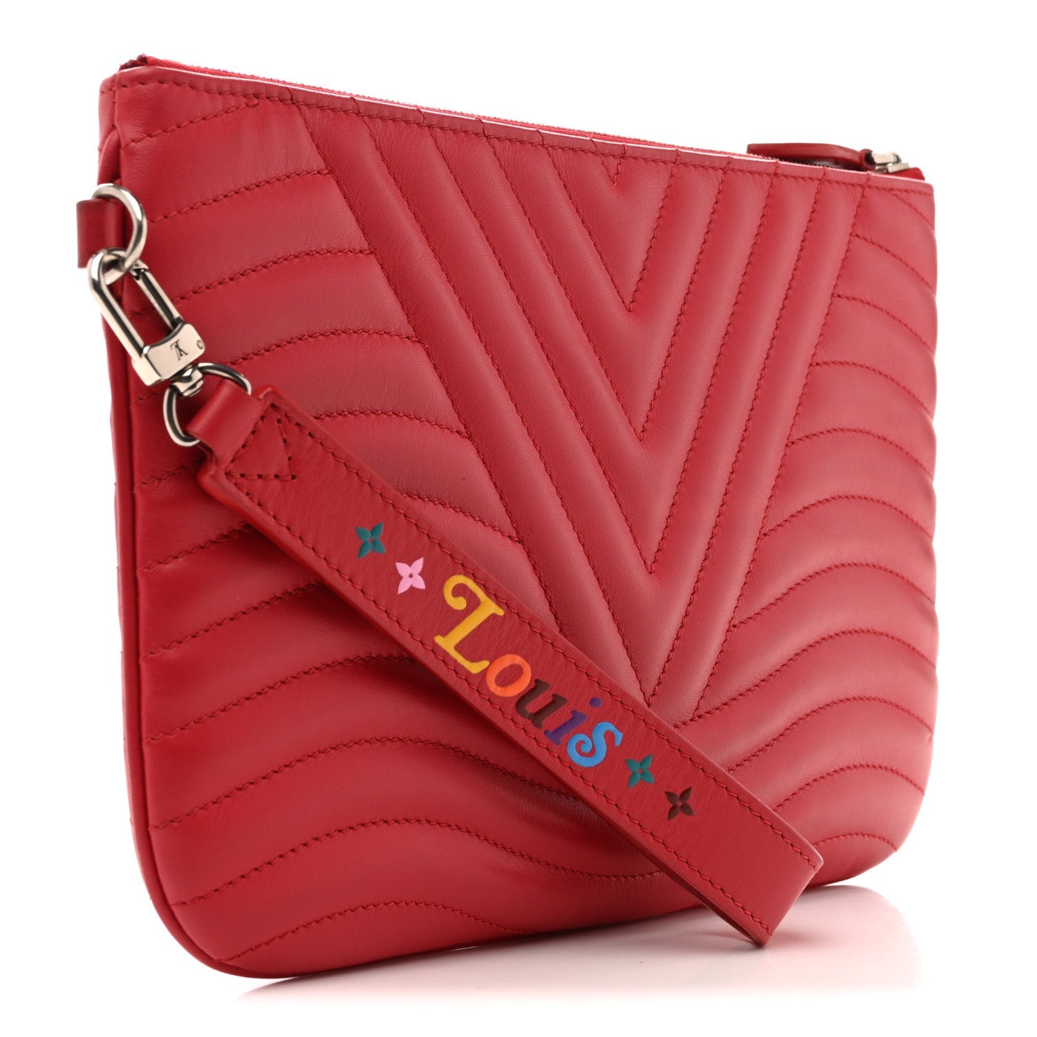 Louis Vuitton Calfskin New Wave Zipped Pochette Ecarlate