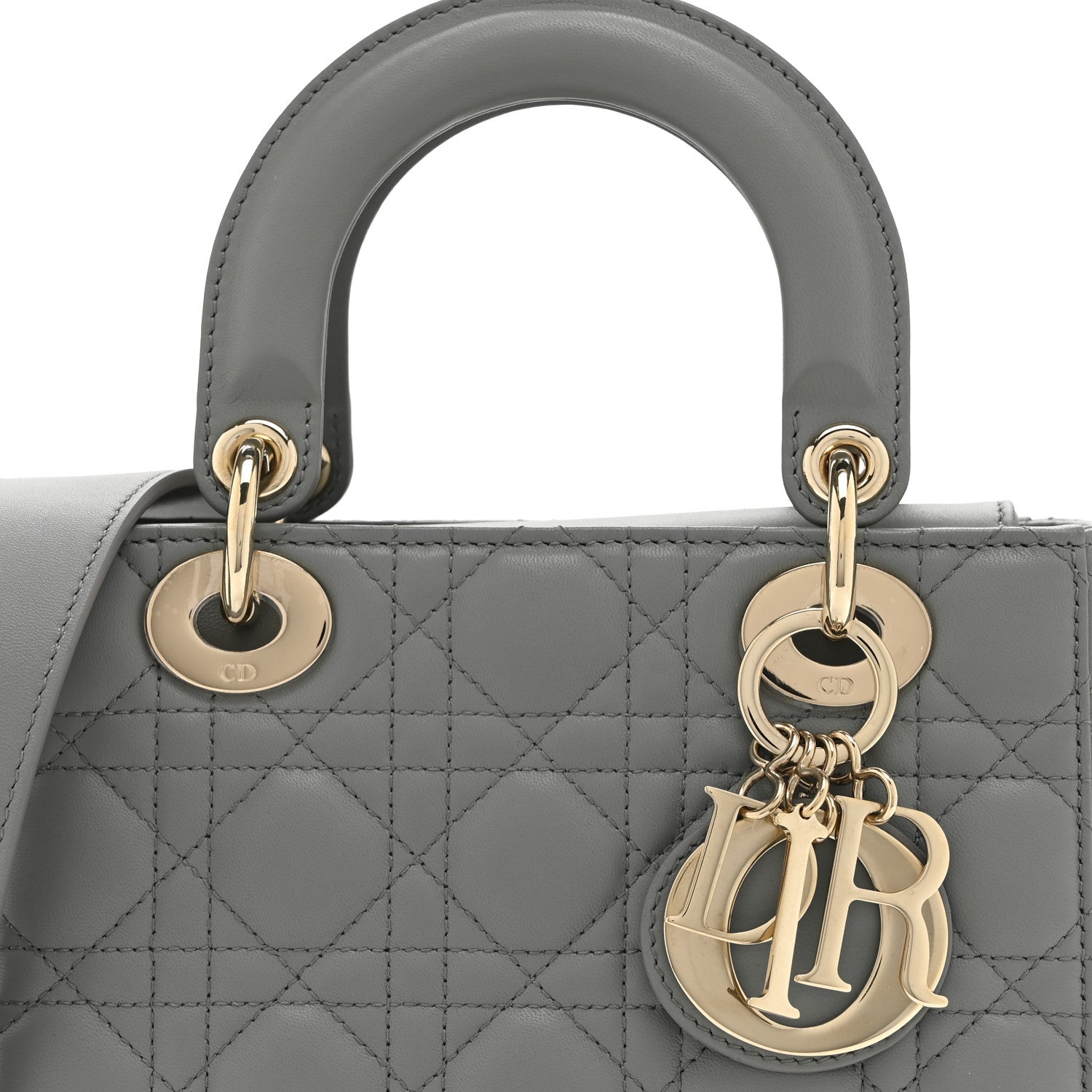 Christian Dior Lambskin Cannage Small My ABCDior Lady Dior Grey